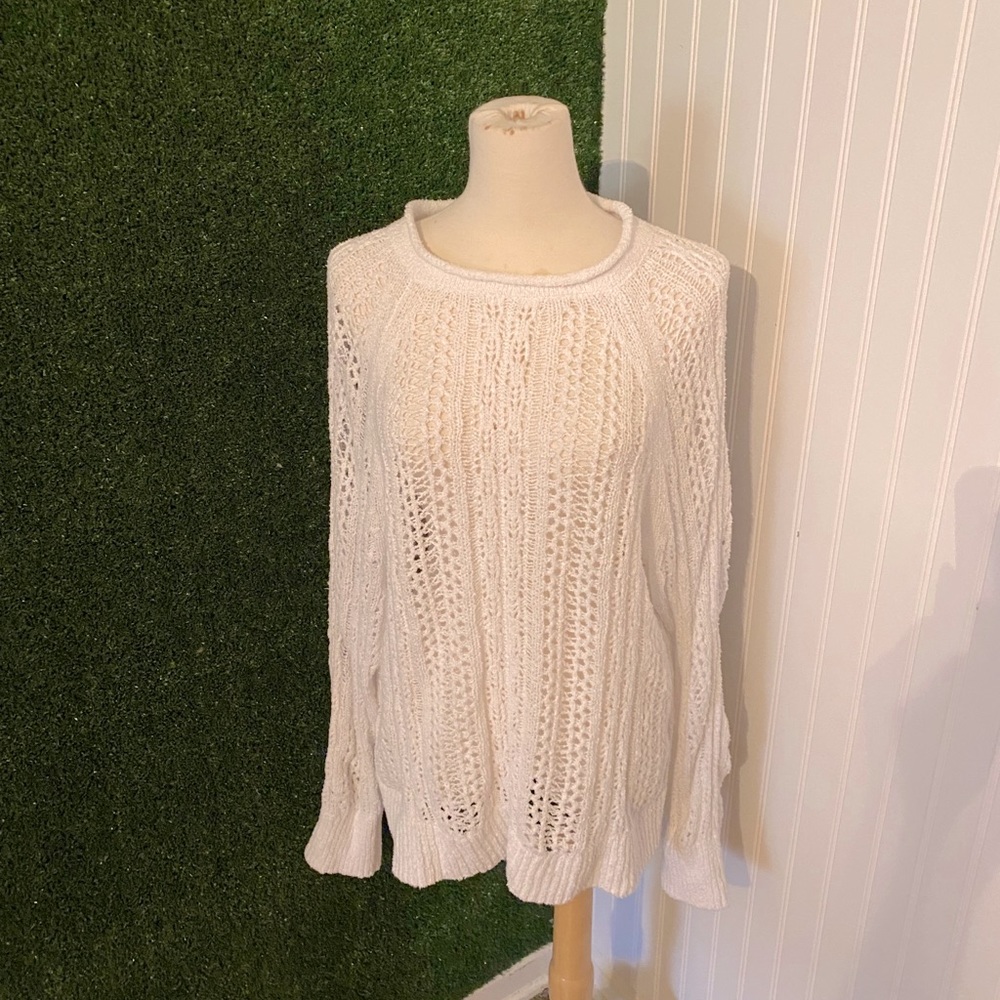 LOFT Lou & Grey Brand White Knit Sweater